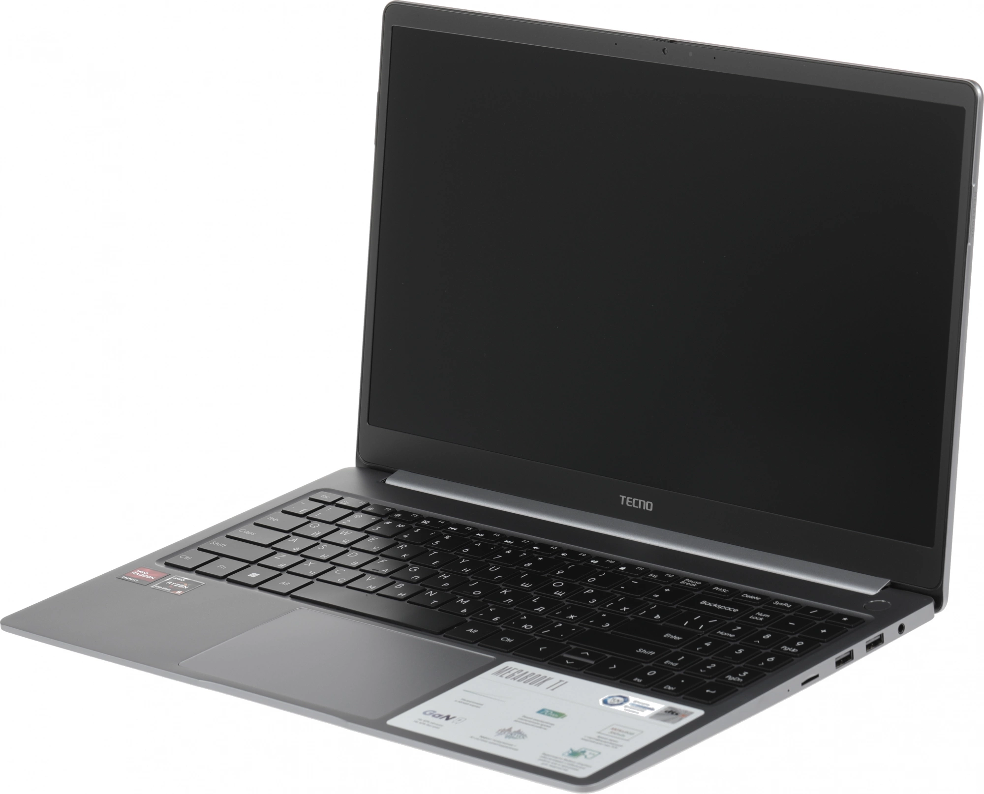 Ноутбук Tecno MegaBook T1, 15.6", IPS, AMD Ryzen 5 5560U, LPDDR4 16ГБ, SSD 512ГБ, AMD Radeon Graphics, серый (71003300136) от официального дилера в России